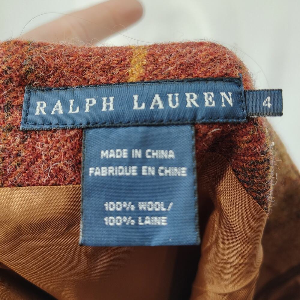 Ralph Lauren Wool Plaid Midi Skirt Size 4 Fall Bias Cut Vintage Style - Picture 5 of 16
